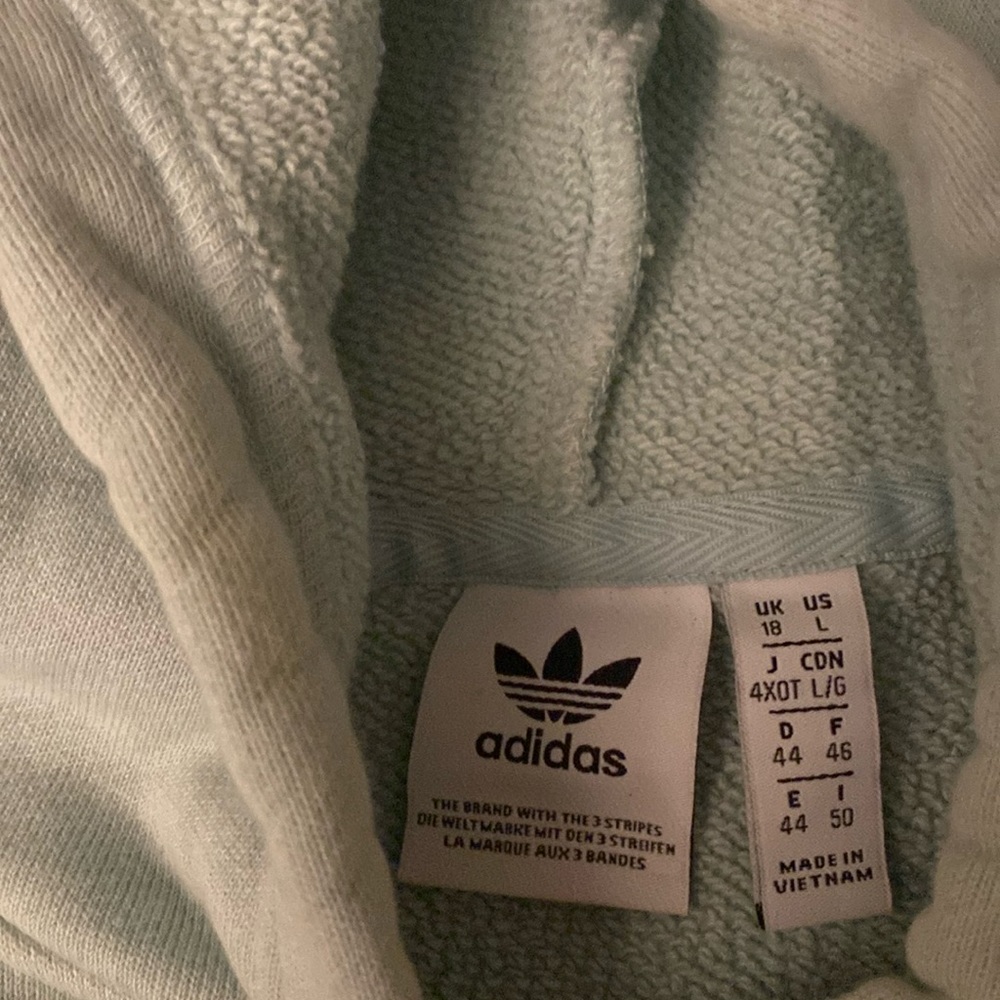 Mint green Adidas hooded sweatshirt